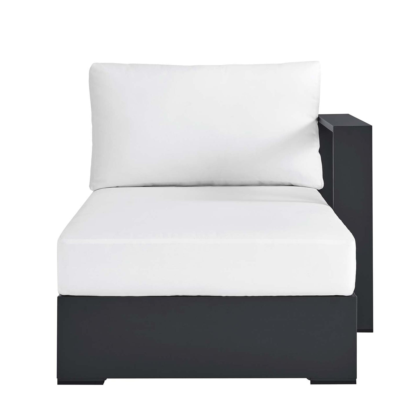 Modway Tahoe Powder-Coated Aluminum Outdoor Chaise Lounge in Gray White with Weather-Resistant Cushions, Modular Right-Facing Patio Lounger for Pool Furniture or Sectional Sofa Set