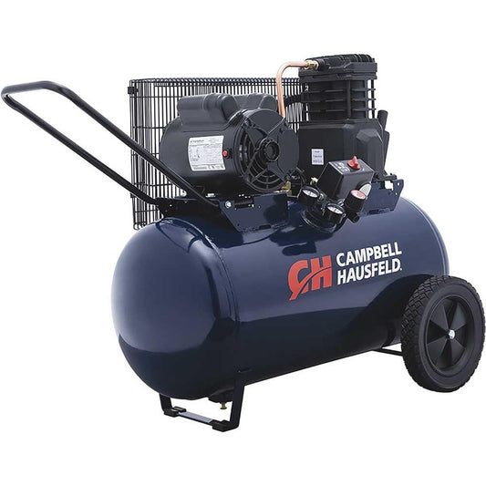 Campbell Hausfeld 20 Gallon Horizontal Air Compressor, 2 HP, Single‑Stage, Dual Voltage 120/240V, 135 PSI