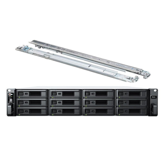 Synology RackStation RS2423+ NAS Server with Ryzen 3.35GHz CPU, 32GB Memory, 144TB HDD Storage, 10GbE LAN Ports, DSM Operating System Bundle with Rail kit