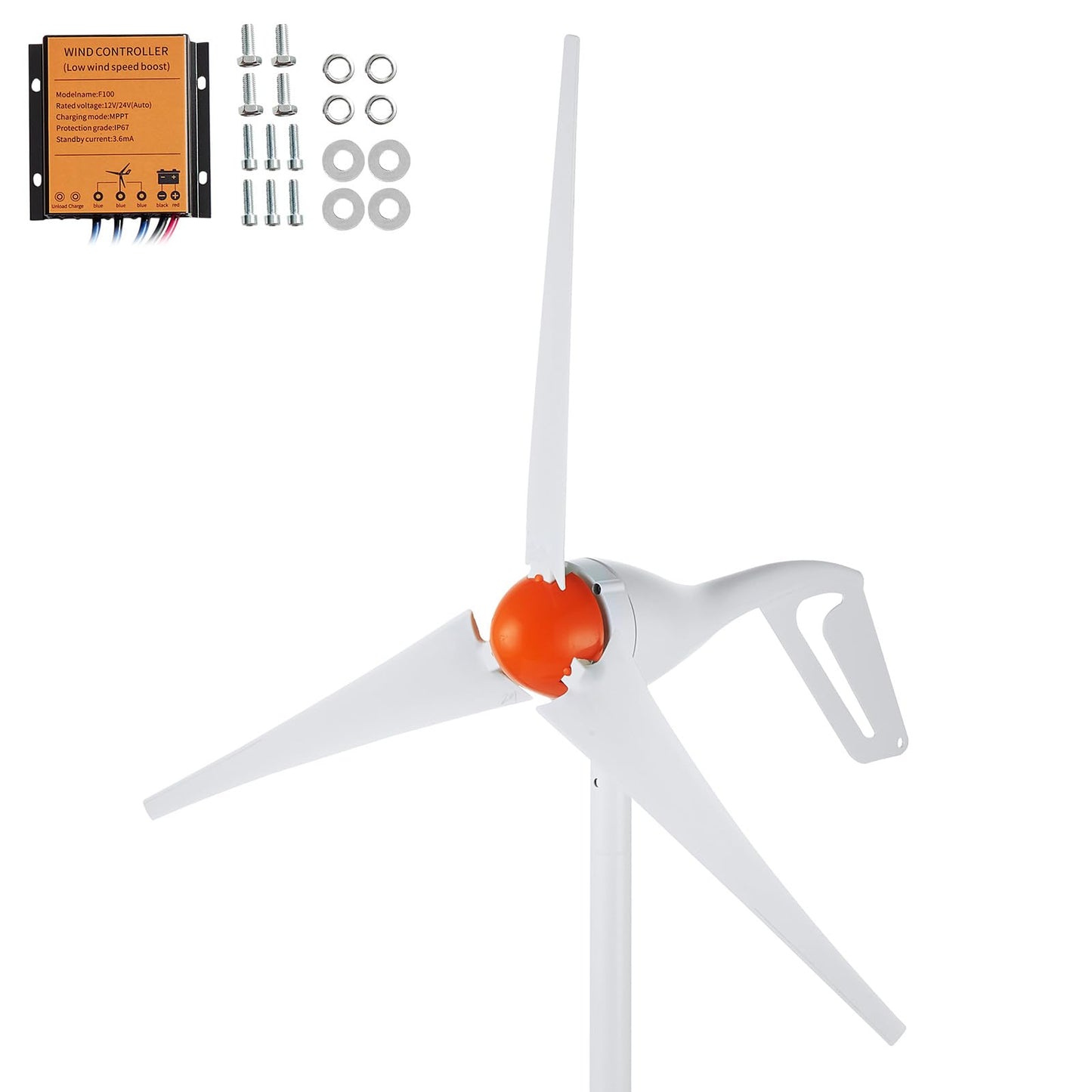 Happybuy 500W Wind Turbine Generator, 12V Wind Power Kit, 3-Blade Wind Generator with MPPT Controller, Adjustable Windward Direction, 2.5m/s Start Wind Speed, Ideal for Home, Farm, RVs, Boats