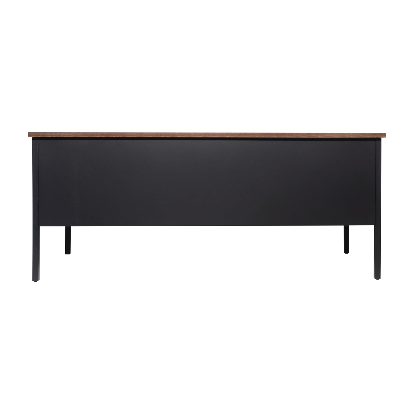 Flash Furniture Cambridge Right Side Single Pedestal Desk with 3 Locking Drawers, Commercial Grade Teacher's or Office Desk, 30x60, Metal Frame, Walnut/Black