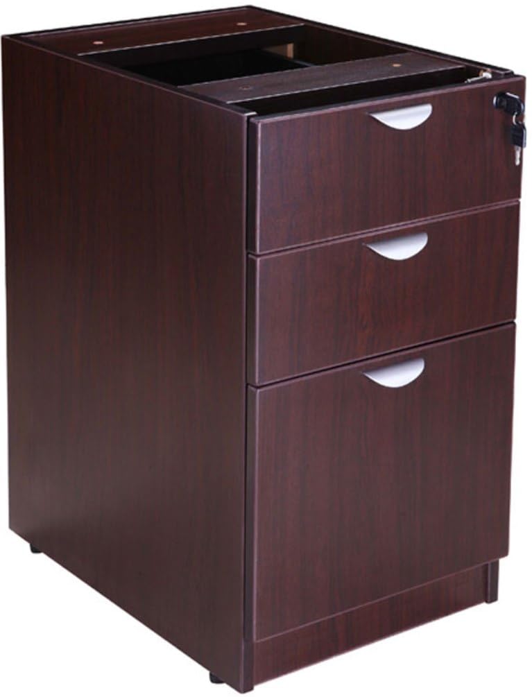 Boss Office Products Holland Executive U-Shape Desk with File Storage Pedestal and Hutch, 66", Mocha