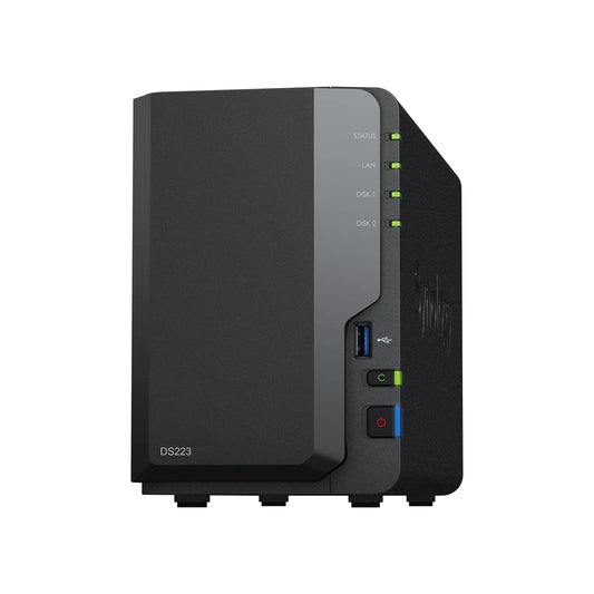Synology DS223 Home & Office Backup Hub - Centralize Files, Protect Data & Monitor Property (2-Bay Diskless NAS)