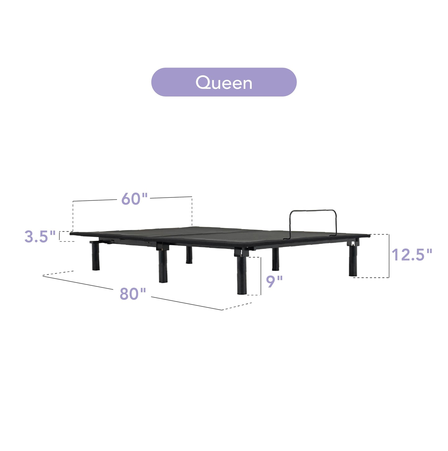 Quest Q1 - Adjustable Bed Frame - Slim Adjustable Bed Base with Head Articulation and Wired Remote - Works with Most Mattresses (Queen)