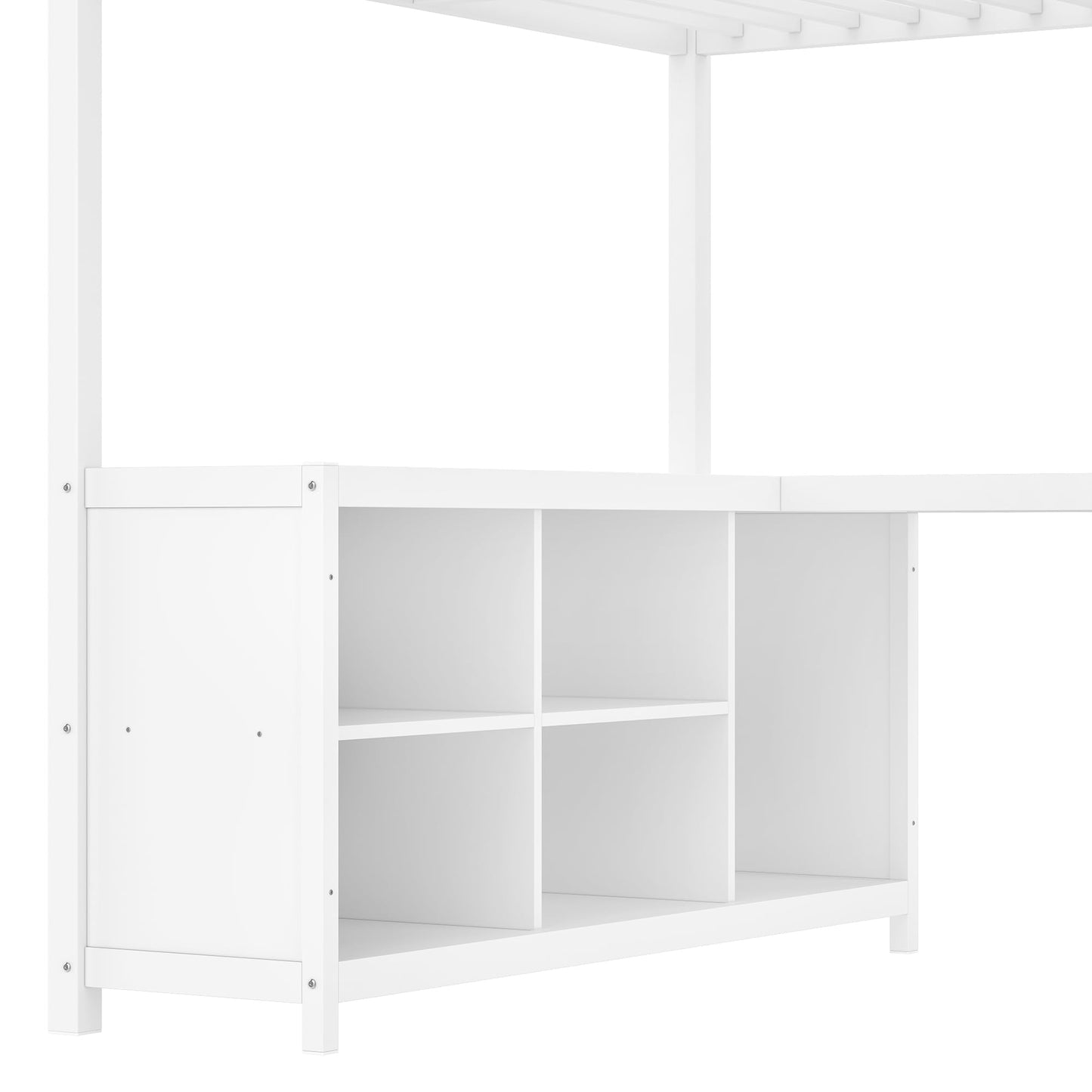 Bellemave Full Size Loft Bed with Desk & Wardrobe, All-in-One Metal Loft Beds Frame with Storage, Space Saving Loft Bed Full Size for Teen, Adult, Apartment, Dorm, White