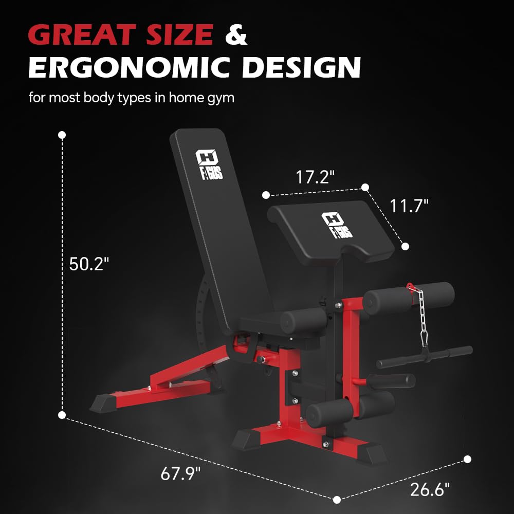 smithmachine with Weight Bench Combo, Home Gym with Dual Weight Stacks, 4000LBS Power Cage Squat Rack with Lever Arm, Leg Press, LAT Pull Down, Cable Crossover Machine for Full Body Training, Red