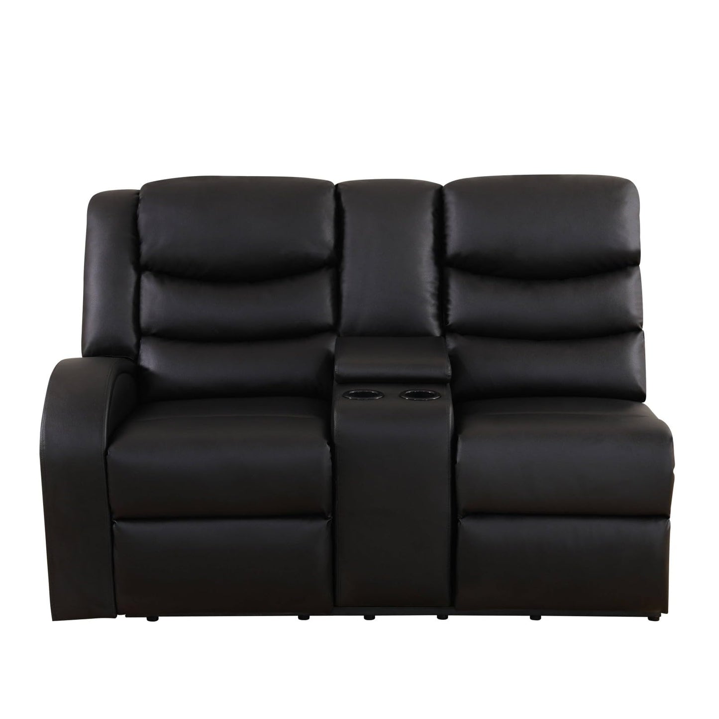 UOCFYK Recliner Sectional Sofa Set, L-Shaped Reclining Couch with 2 Recliner Seats, Reclining Corner Couches with Cup Holder and Storage Console for Home Theater & Living Room, Black