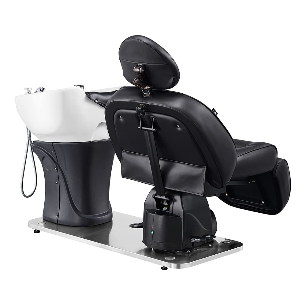DIR Fully Reclined Shampoo Backwash Station, Full Electrical Adjusted Unit, MAXIMUS, Black