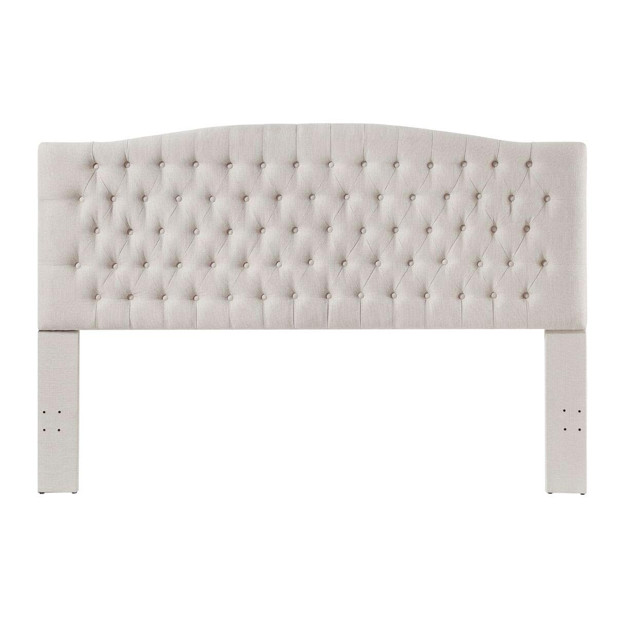 24KF Upholstered Tufted Button Linen Fabric Headboard,Comfortable Fashional Headboard King/CA King Size,Ivory
