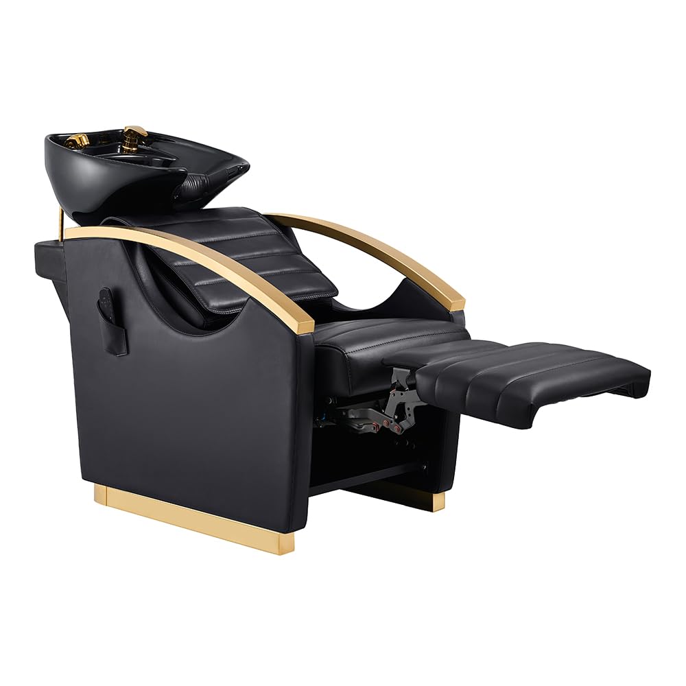 Dir Massage Shampoo Backwash Station Full Electrical Beauty Salon Shampoo Backwash Unit w/Gold Accents Bella V