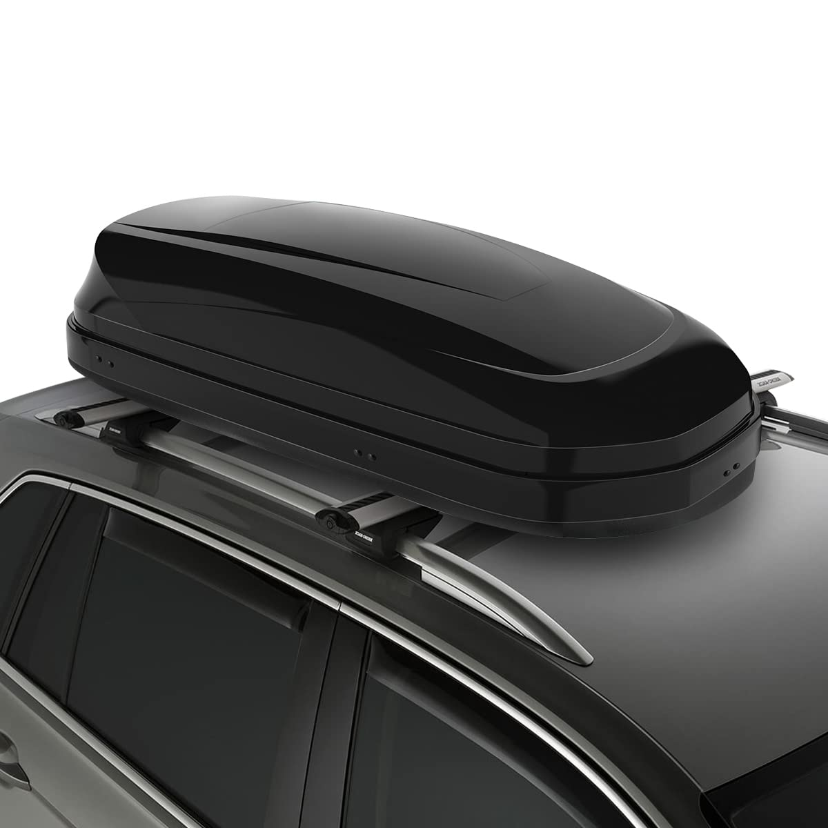 DNA Motoring Rooftop Cargo Box Carrier Lockable Heavy Duty Car Top Storage Case, Capacity 110 Lbs, 53" L x 34" W x 15" H, 11 17 Cubic Ft.(Glossy Black), PT-ZTL-8166-GSBK