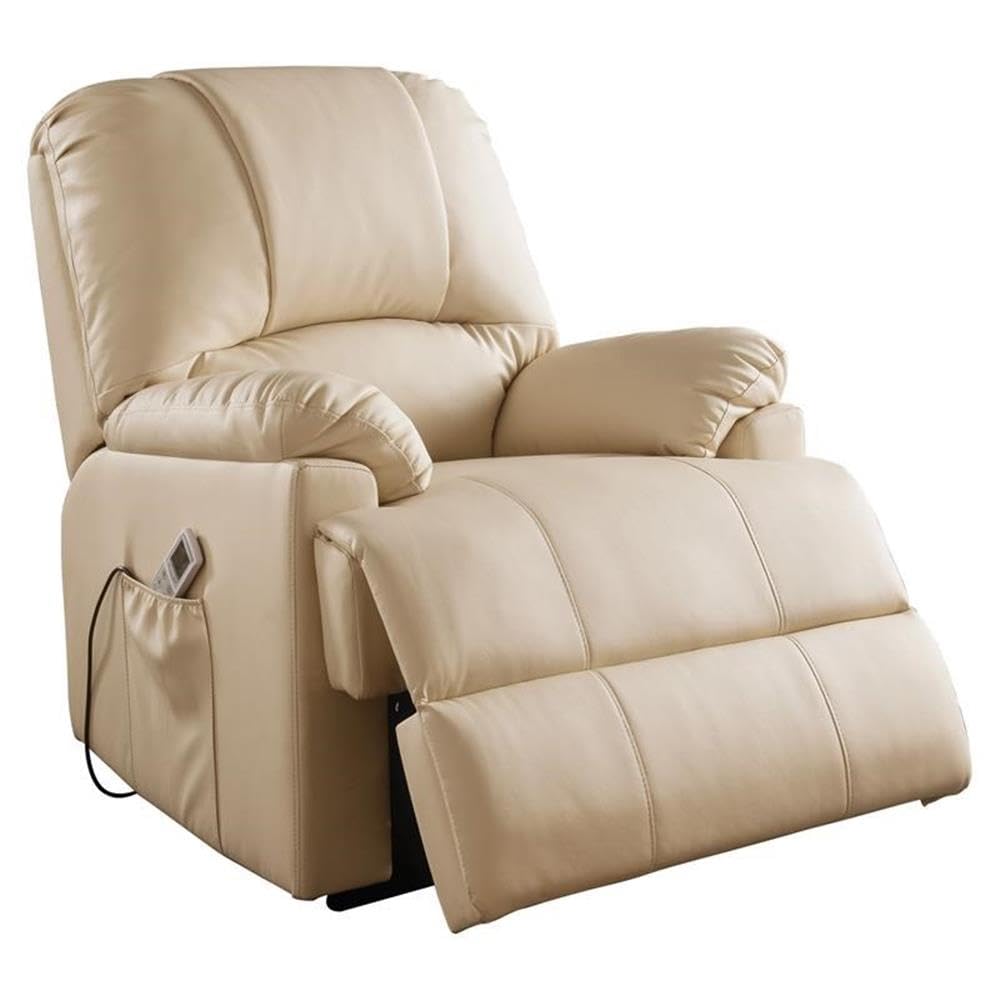 Acme Ixora Faux Leather Upholstered Recliner with Power Lift in Beige