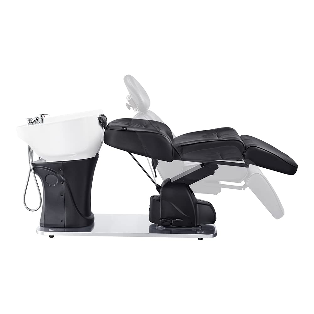 DIR Fully Reclined Shampoo Backwash Station, Full Electrical Adjusted Unit, MAXIMUS, Black