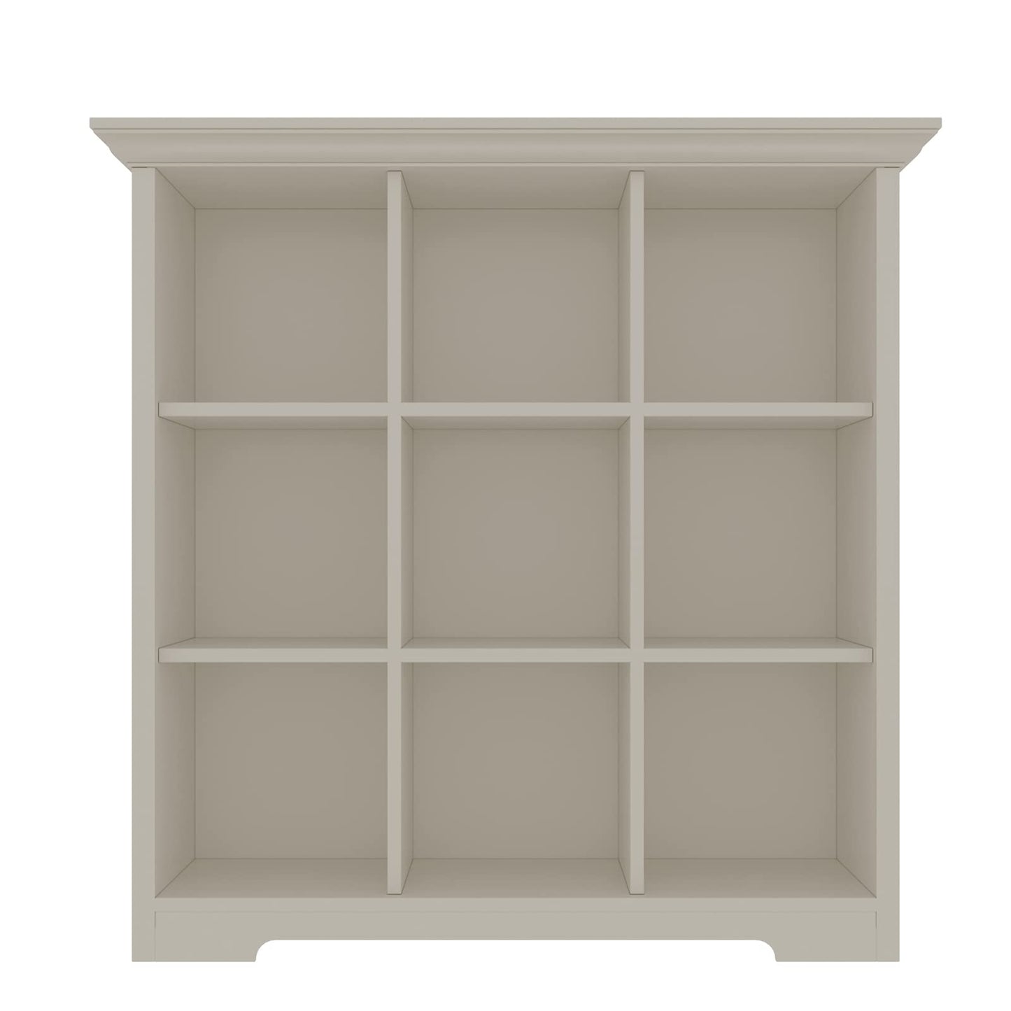 OSCHF Wooden Cube Shelf Bookcase - Modern 3 Tiers Floorstanding Open Bookshelf with Base for Home and Office, 9 Cubes Storage Cabinet, Warm White