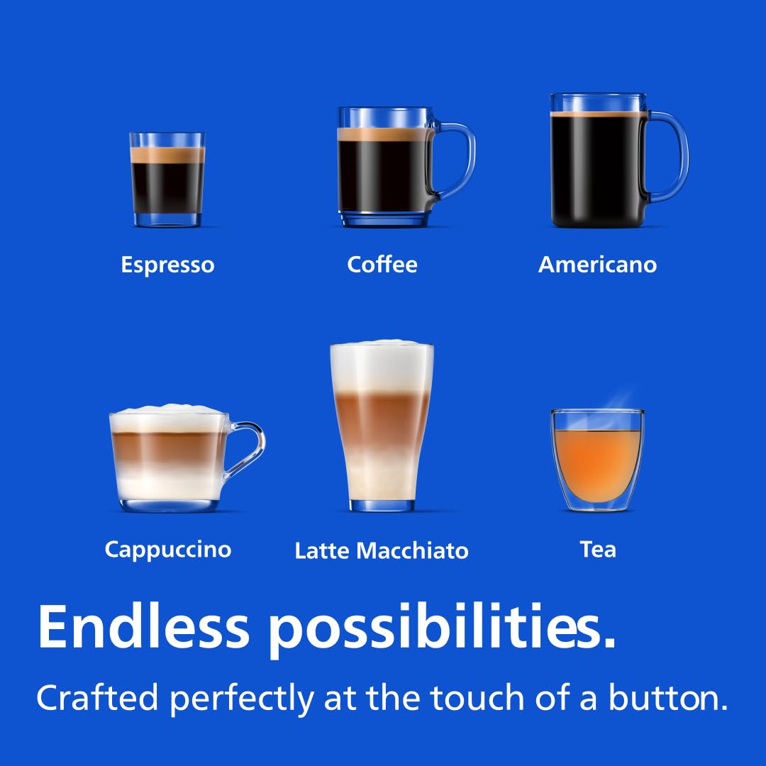 Philips 3200 Series Fully Automatic Espresso Machine, LatteGo Milk Frother, 5 Coffee Varieties, Intuitive Touch Display, 100% Ceramic Grinder, AquaClean Filter, My Coffee Choice, Black (EP3241/54)