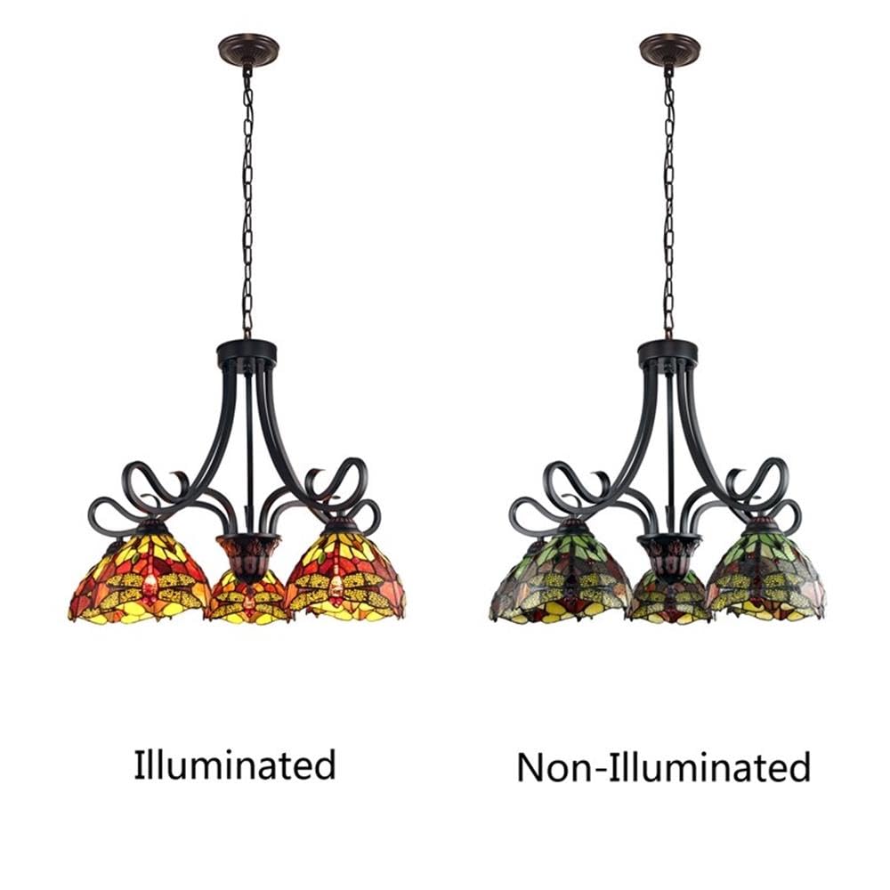 Chloe Lighting Empress Dragonfly Chandelier 5 Light 27in Wide Dark Bronze Multicolor Glass Model CH3T471RD27-DD5
