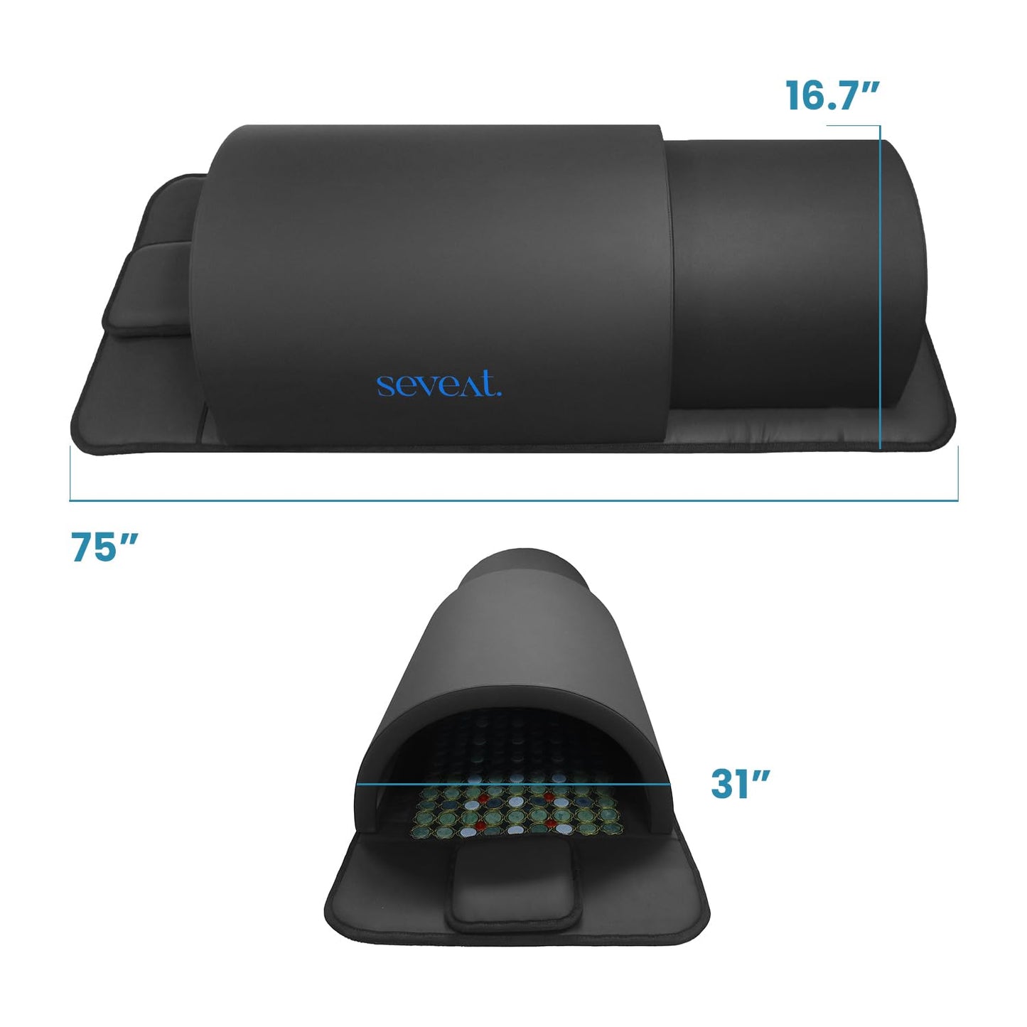 Seveat Portable Infrared Sauna Dome | 1300W Power | Near-Zero EMF | Full-Body Dry Sauna with Therapeutic Jade Stones | Home Wellness & Relaxation (Black)