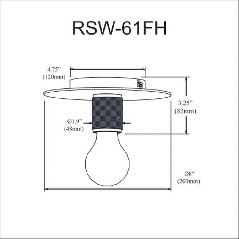 Dainolite 1 Light Flush Mount Ceiling Light RSW-61FH-MB Matte Black