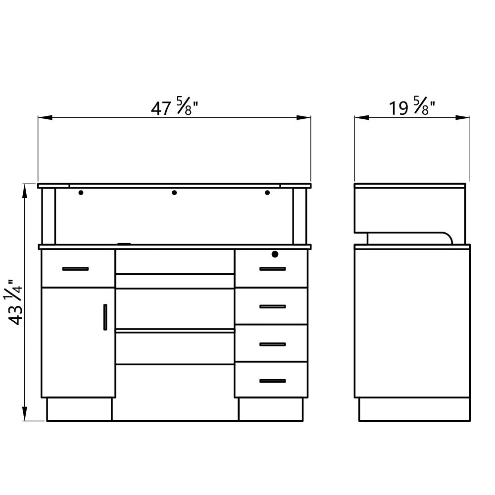 Dir Reception Desk, Receptionist Area Counter with LED Lights in White LANGARA