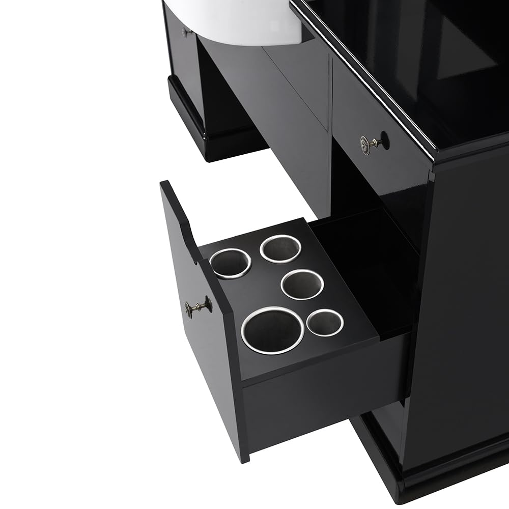 DIR Barber Station with Sink Beauty Styling Station and Sink Combination MOHEGAN, Black