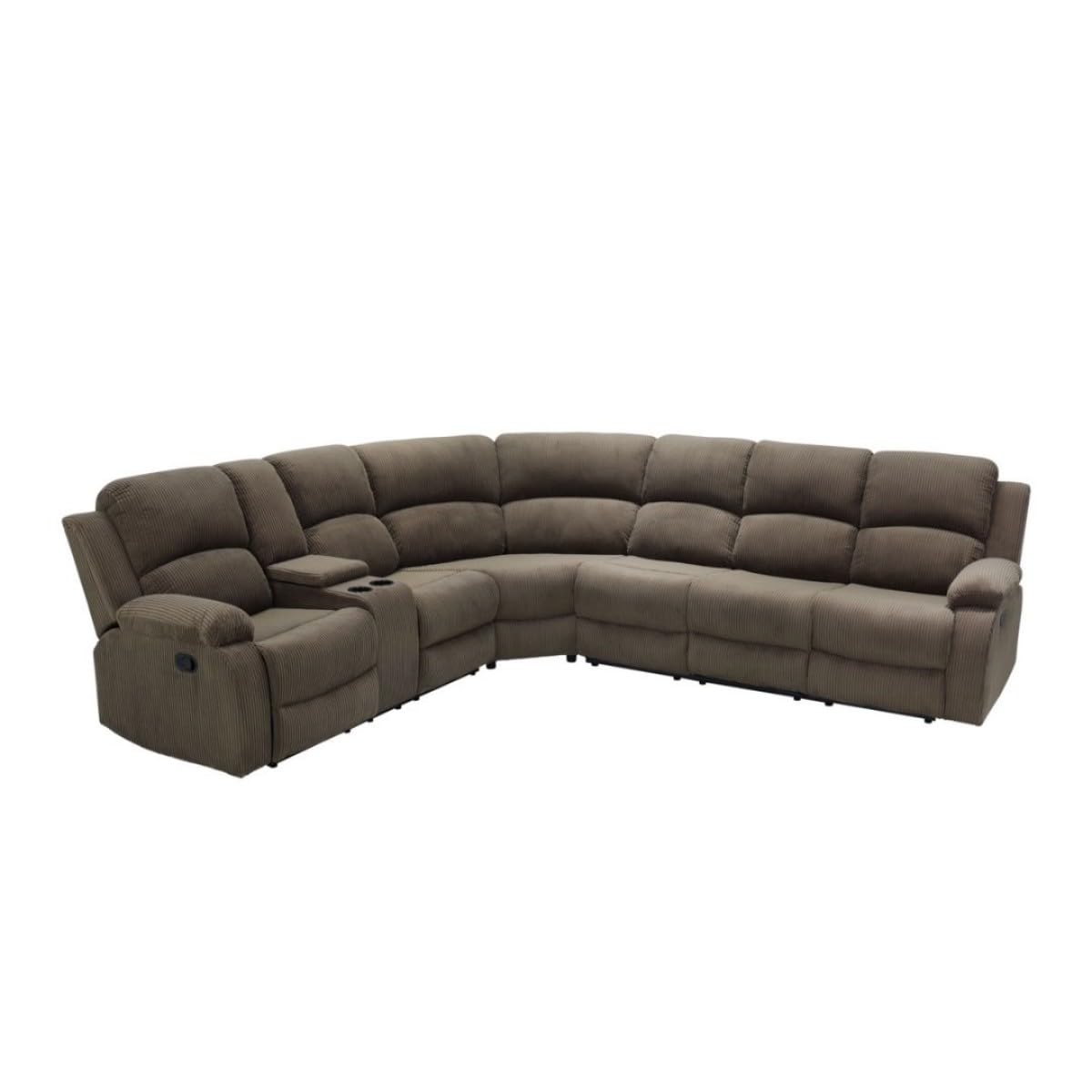 UOCFYK Reclining Sectional Sofa Set, L Shaped Recliner Couch with Cup Holder and Storage Console for Home Theater & Living Room, Camel