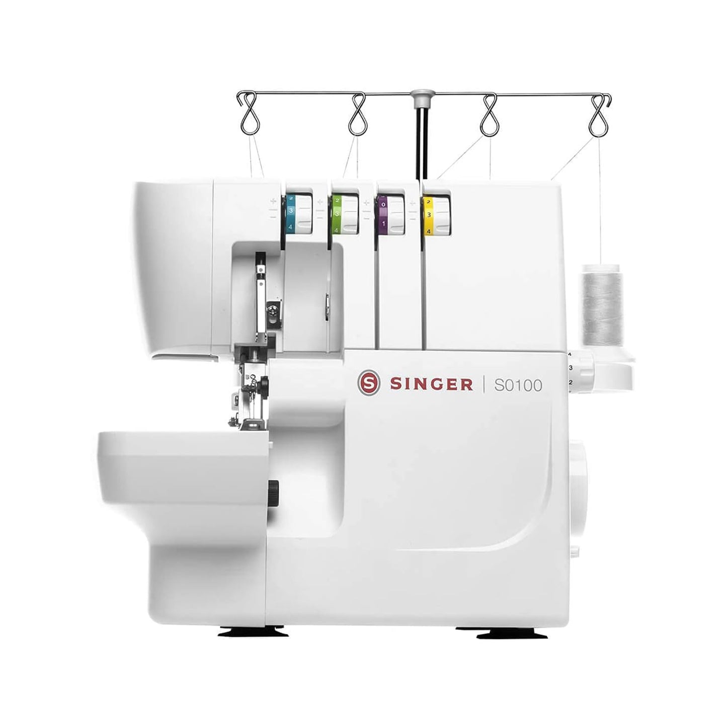 SINGER® S0100 Metal Frame Serger with Accessory Kit | Overlock Machine with 6 Built-in Stitches, 2-3-4 Thread Capability, Adjustable Tension & Stitch Length | 1300 Stiches/Min & Differential Feed