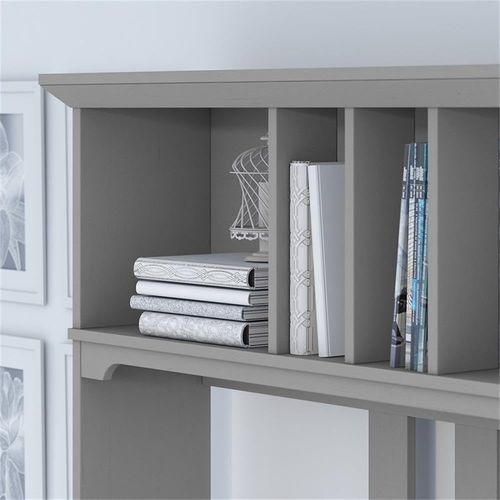 Bush Home Salinas L Shaped Desk with Hutch in Cape Cod Gray | Corner Table with Drawers and Storage for Home Office