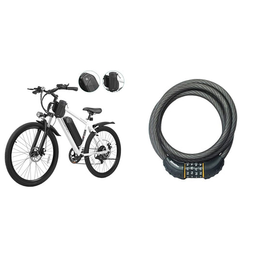 HOVERFLY OUREA 26" 750W Electric Mountain Bike & Master Lock 8122D Combination Cable Lock for Bicycles, ATVs, Grills, Lawn Mowers