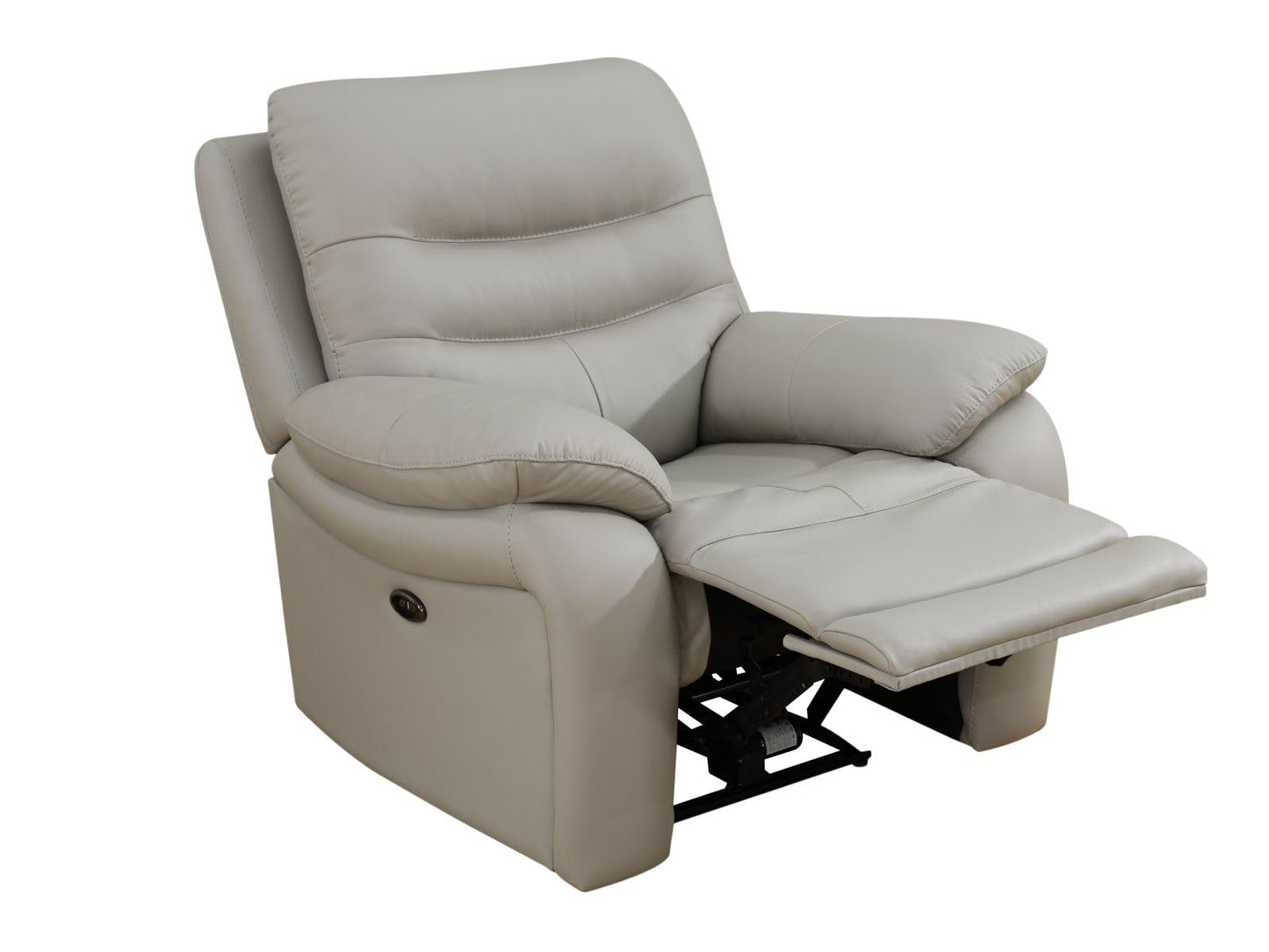 Electric Power Reclining Arm-Chair, Electric Genuine Breathing Leather Recliner Chair, Comfy Wide Lazy Top Grain Leather Chair with USB Port for Living Room (Grey, Single Chair)