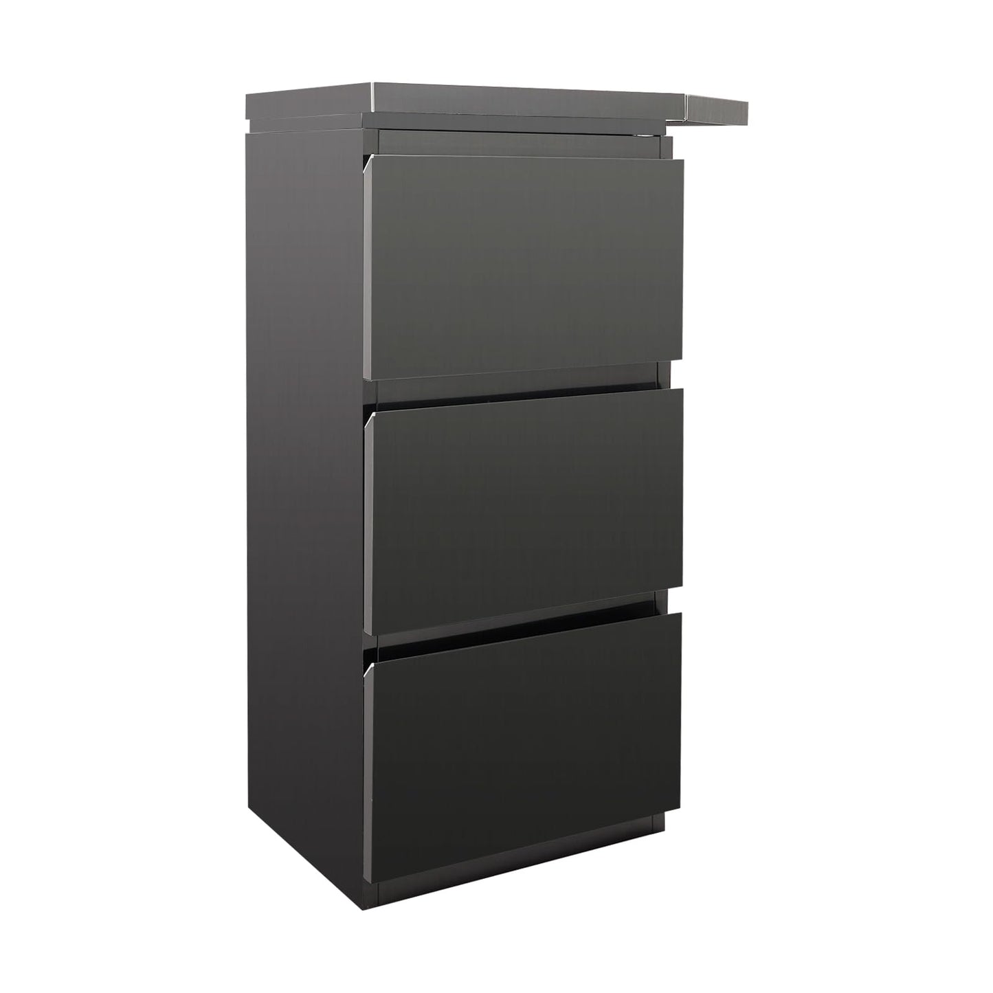 Salon Station for Hair Stylist, 3-Drawer Stainless Steel Salon Storage Cabinet Barber Organizer with 3 Hair Dryer Holders, Smooth & Silent Sliding (Black)