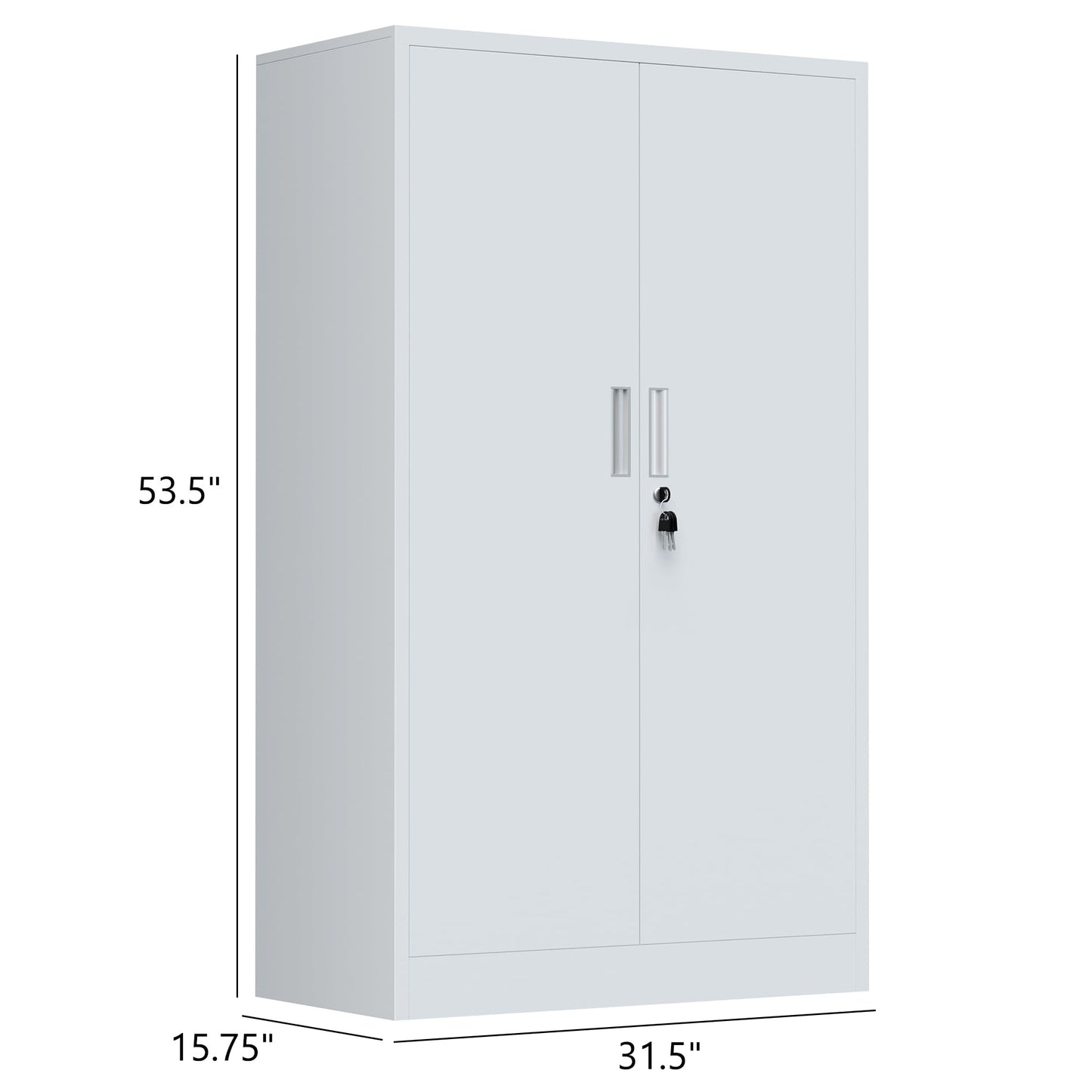 iJINGUR Metal Storage Cabinet with Locking Doors and Adjustable Shelves, 53.5-Inch Tall Lockable Storage Cabinets for Home Office Garage Kitchen Pantry (White)