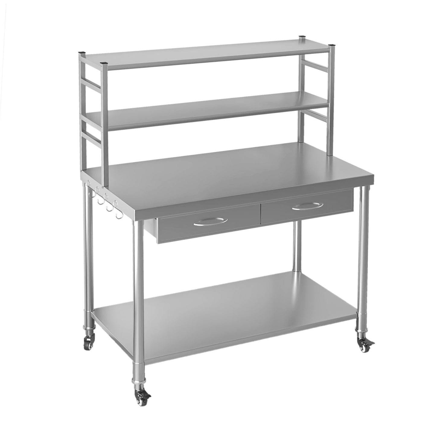 JFHID Stainless Steel Table with Drawer & Shelf, 48”x24” Kitchen Prep Table