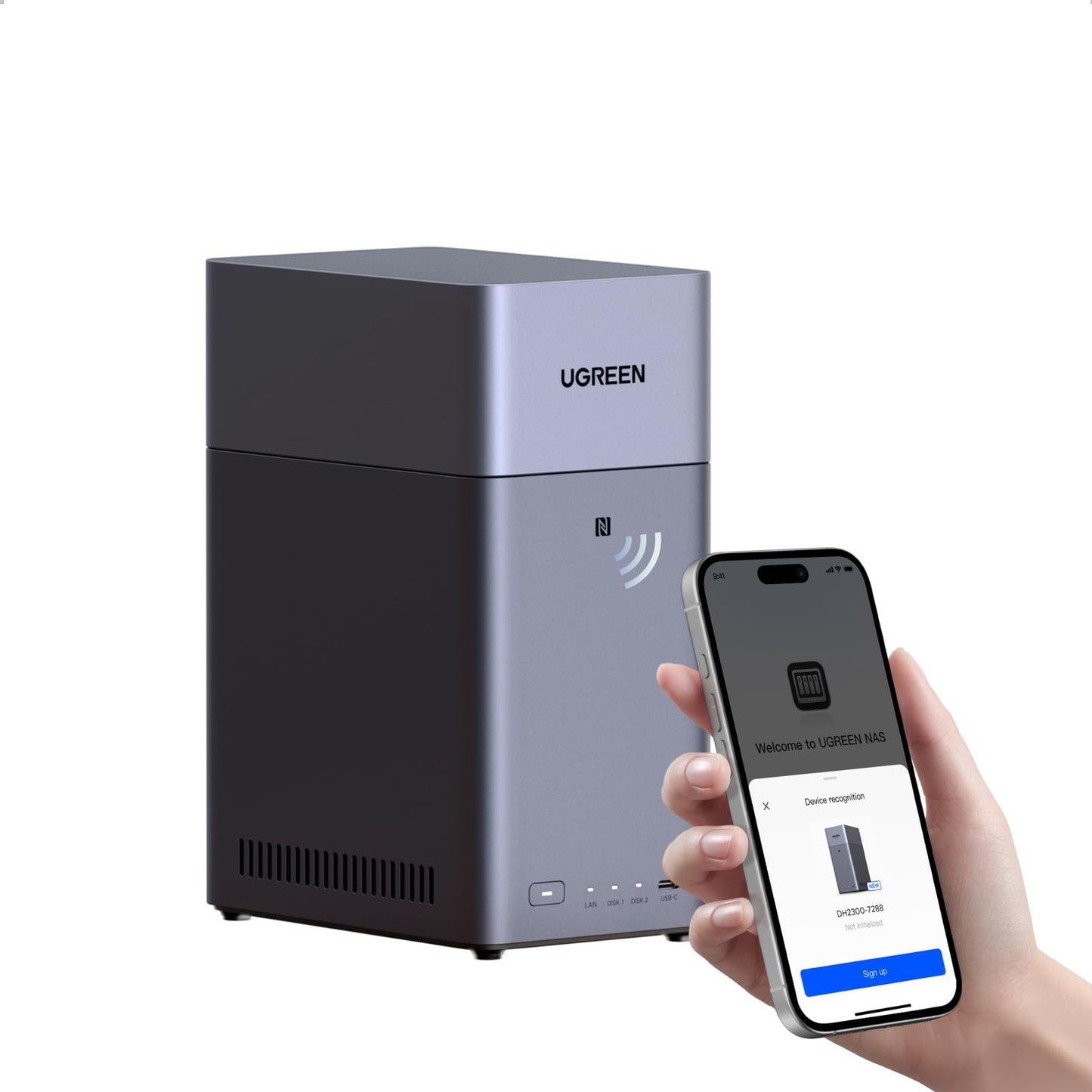 UGREEN NAS DH2300 2-Bay Desktop NASync, Support Capacity 64TB (Diskless), Remote Access, AI Photo Album, Beginner Friendly System, 4GB RAM on Board,1GbE, 4K HDMI, Network Attached Storage(Diskless)