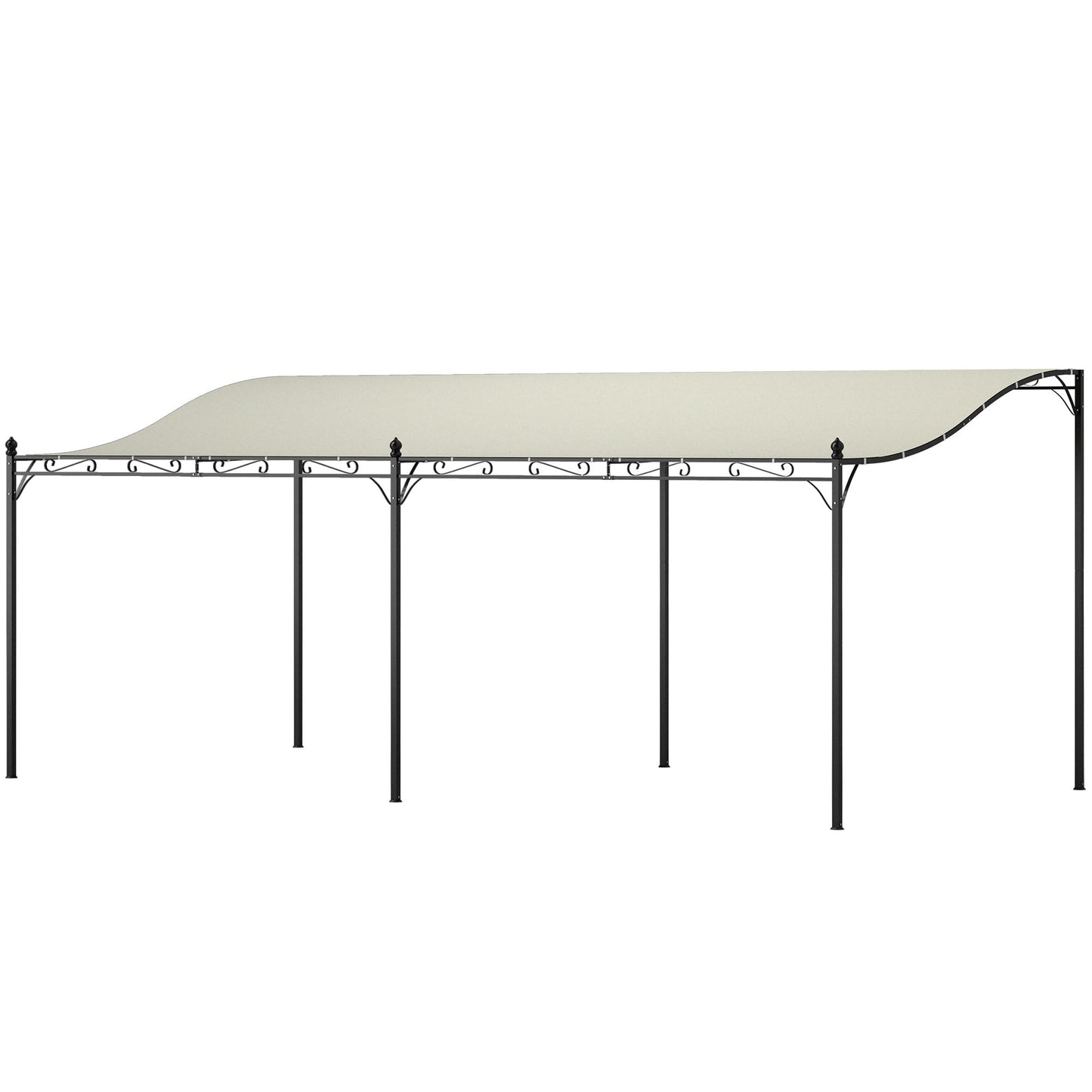 Outsunny 10' x 20' Outdoor Pergola Canopy, Wall-Mounted Metal Patio Canopy with Weather-Resistant Fabric and Drainage Holes for Backyard Garden Porch Beach, Cream White