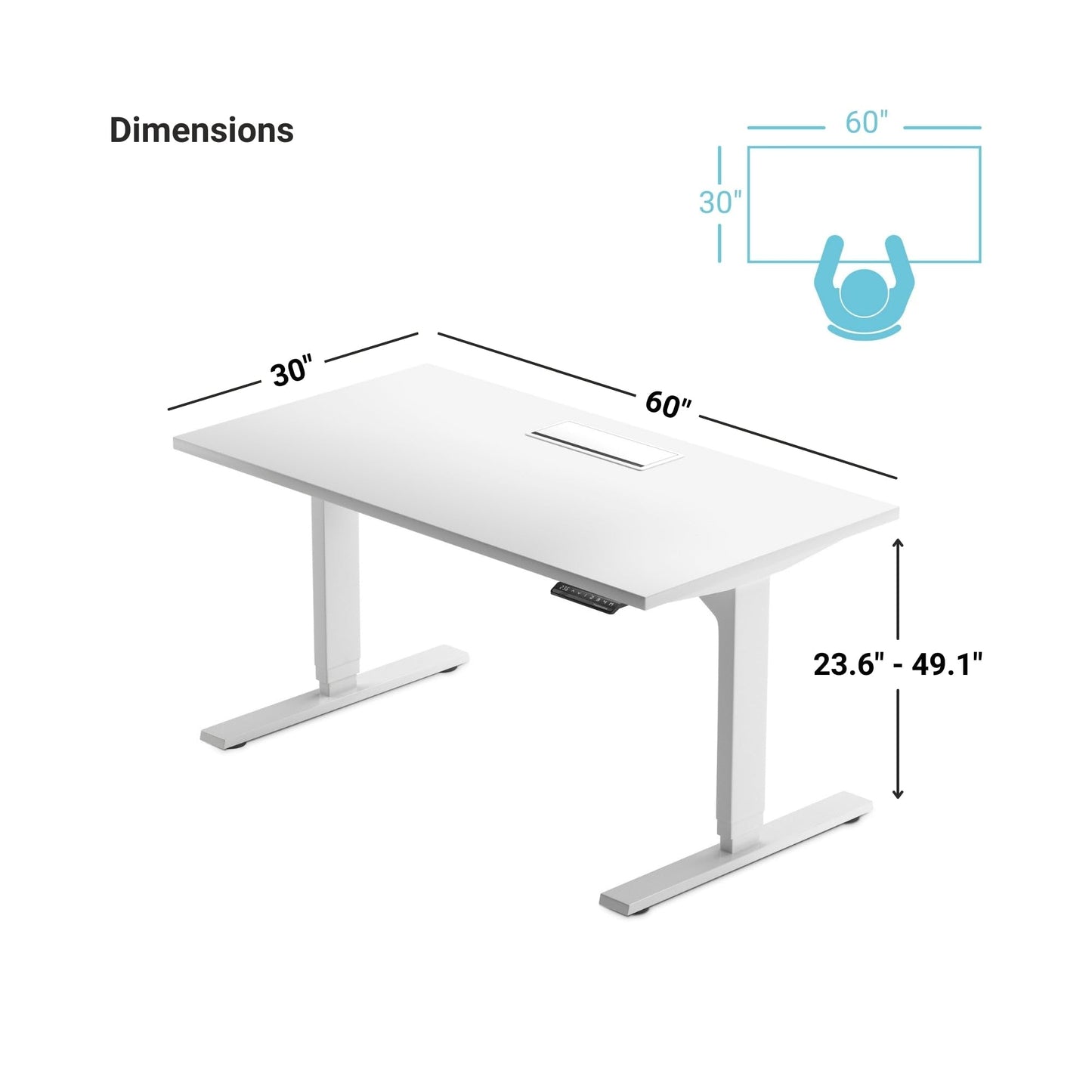 Progressive Desk Standing Desk 60x30. Dual Motor, 3 Stages Height Adjustable Stand up desks for Home Office, 60 inch -Grey Oak, Black Frame