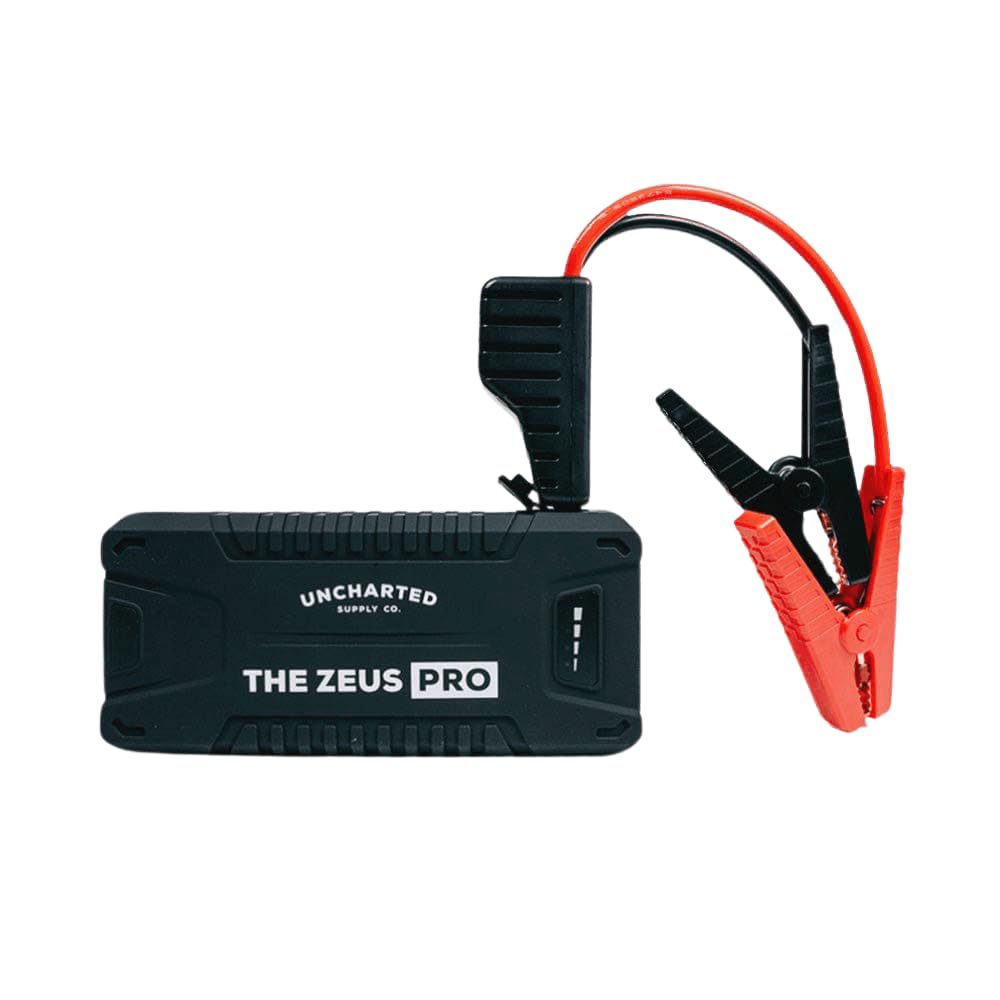 Uncharted Supply Co. Zeus Pro Jump Starter - 1000A 12V Battery Booster Pack, 20000mAh USB-C Power Bank, LED Flashlight, Smart Jumper Cables, Carry Case
