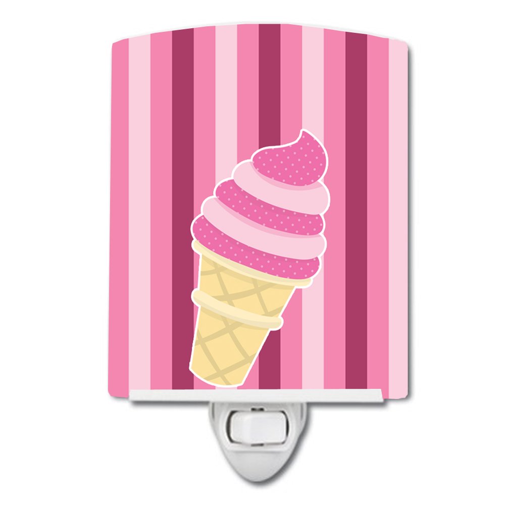 Carolines Treasures Ceramic Night Light Ice Cream Cone Pink Swirl 6inx4in Model BB9065CNL