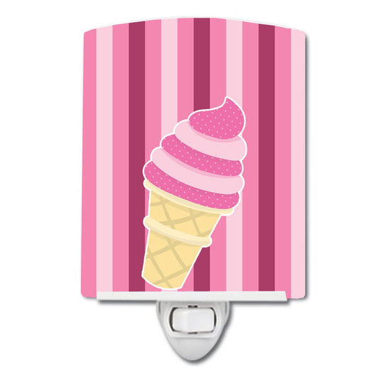 Carolines Treasures Ceramic Night Light Ice Cream Cone Pink Swirl 6inx4in Model BB9065CNL