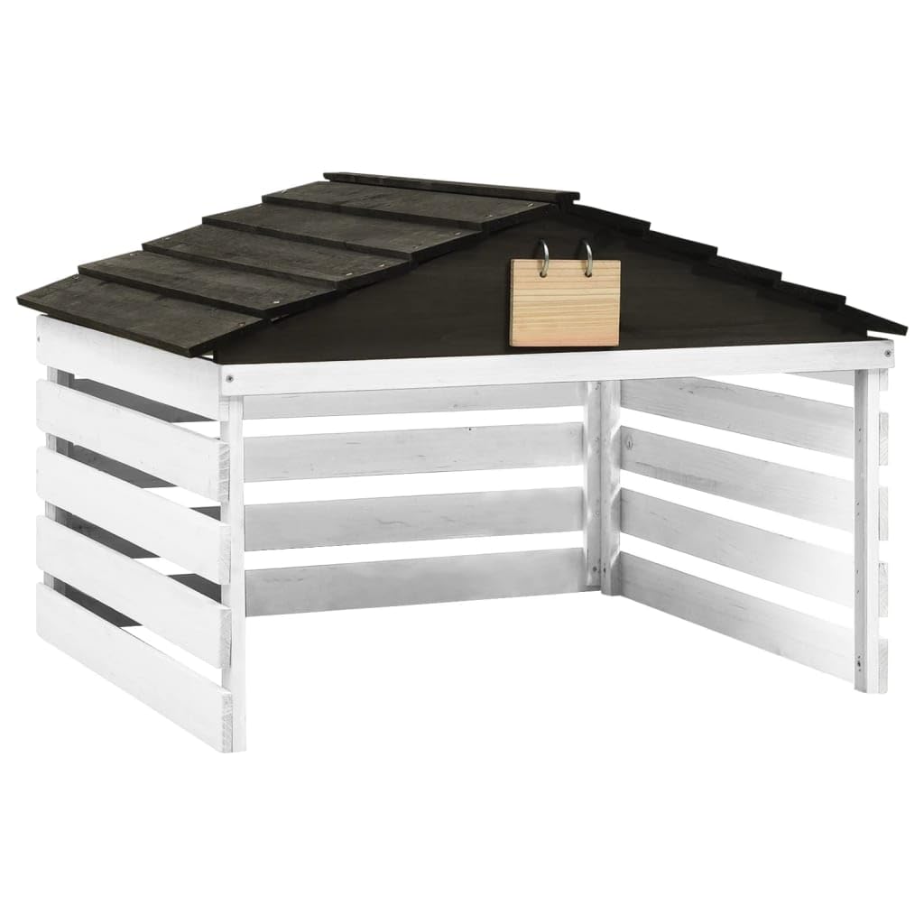 Robust Firwood Lawn Mower Garage for Outdoor Robotic Mower Shed, 30.7x29.1x21.3 Inches Black and White