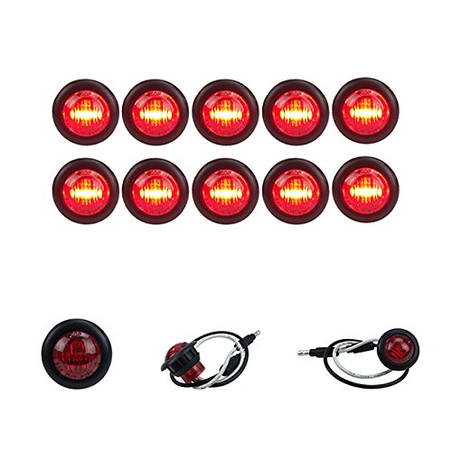LONG HAUL 3/4in Red LED Marker Lights Black Trim & Connector Ends, 10 Pack, Acrylic