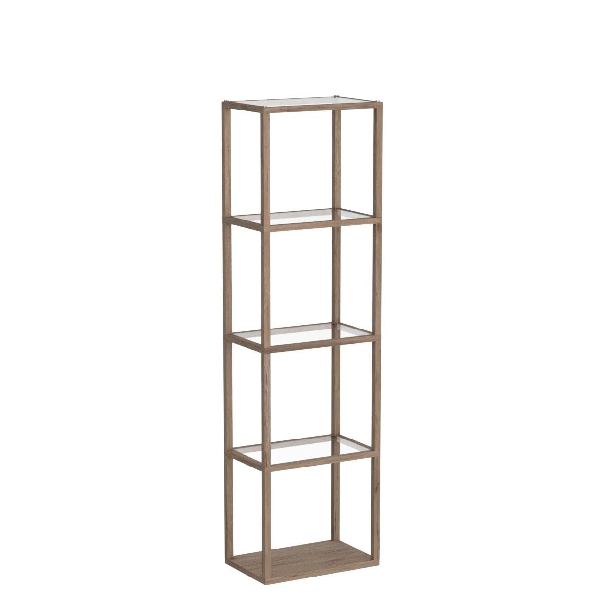 FENLO Fantasy Plus 66" Luxury Glass Display Shelf, Rustic Wood