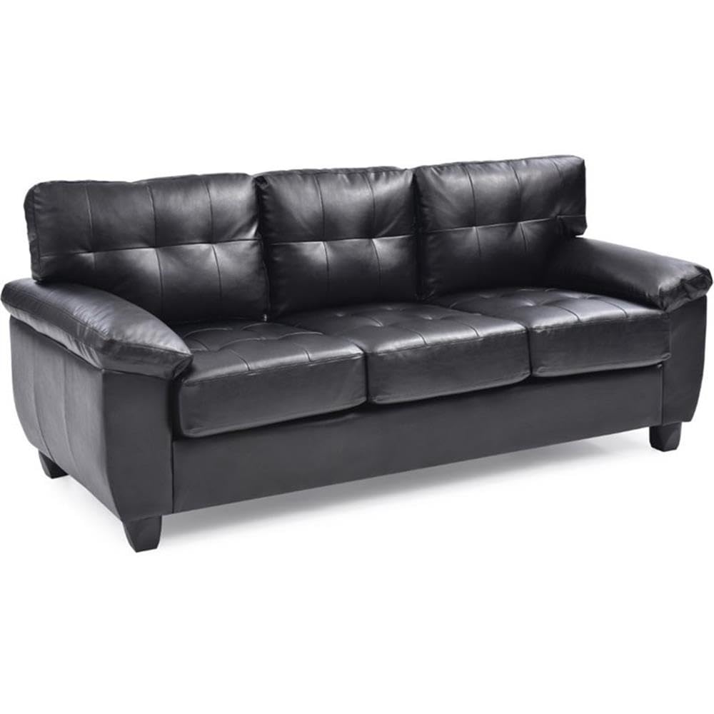 Glory Furniture Gallant Faux Leather Sofa in Black