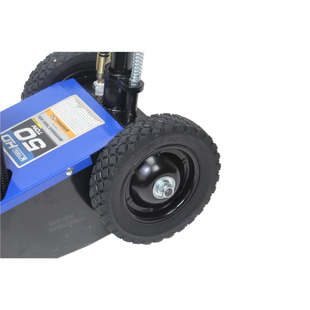 K Tool International 63198 50 Ton Automotive Air Truck Jack for Garages, Repair Shops, and DIY, 100,000 lbs. Capacity, Hydraulic Lift Range 11.4"- 21.25, Heavy Duty Steel, Built-in Bypass Valve, Blue