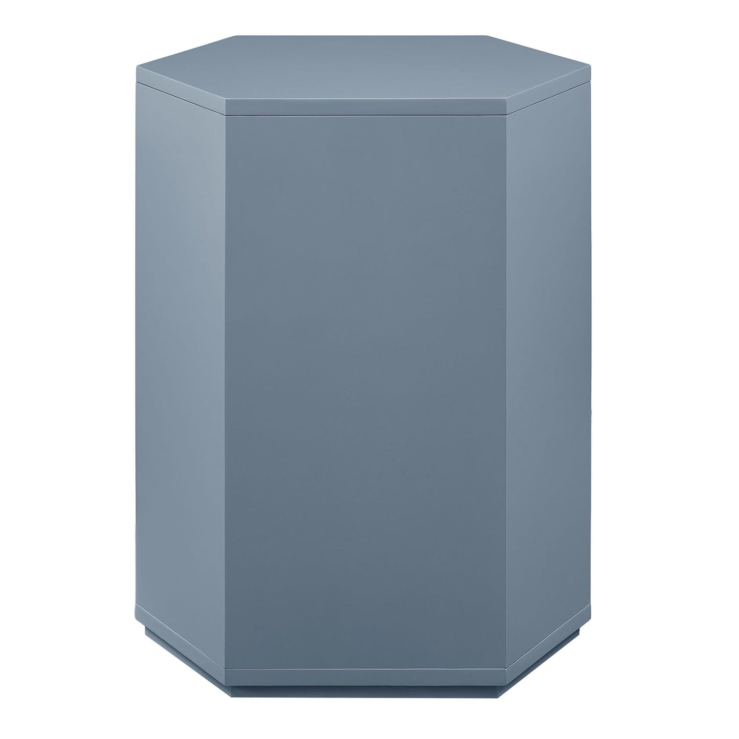 Modway Kade Solid Wood Side Table in Stillwater Blue – Modern Faceted Nightstand – Geometric End Table with Cabinet Storage and Interior Shelf