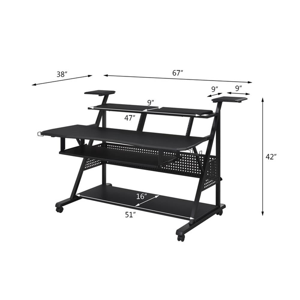 Acme Furniture Metal and Wooden Music Desk with Wheels, Black