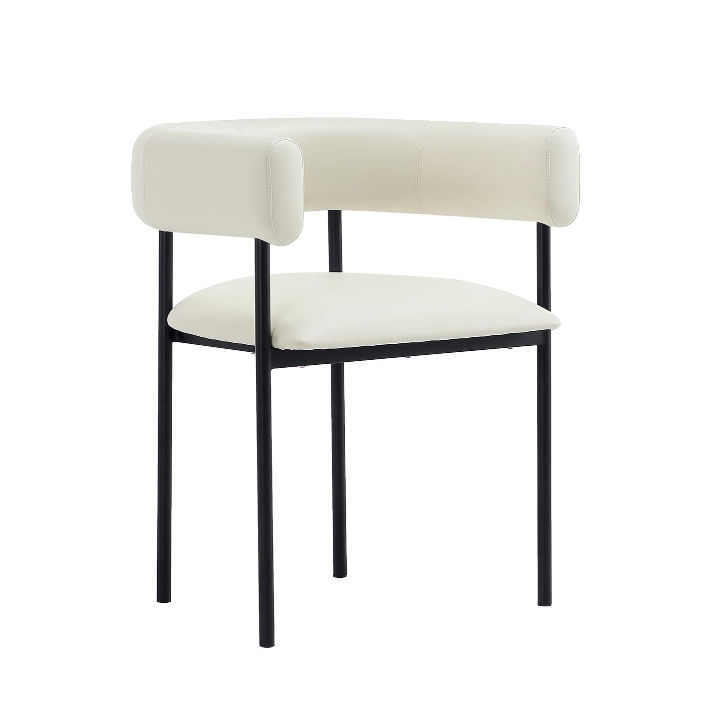 Manhattan Comfort Onda Dining Chair Upholstered in Vegan Leather, Metal Frame with Wraparound Backrest, Modern Seating for Kitchen Counter and Table, Ivory