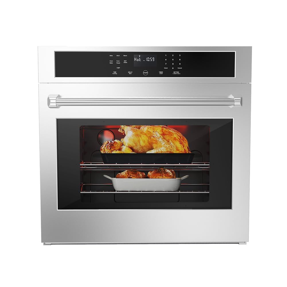 30 Inch Electric Wall Oven, 4.8 Cu.ft Built-in Single Convection Oven with Self-Cleaning, Broil, Bake, Safety Lock, LED Touch Control for Kitchen Cabinet