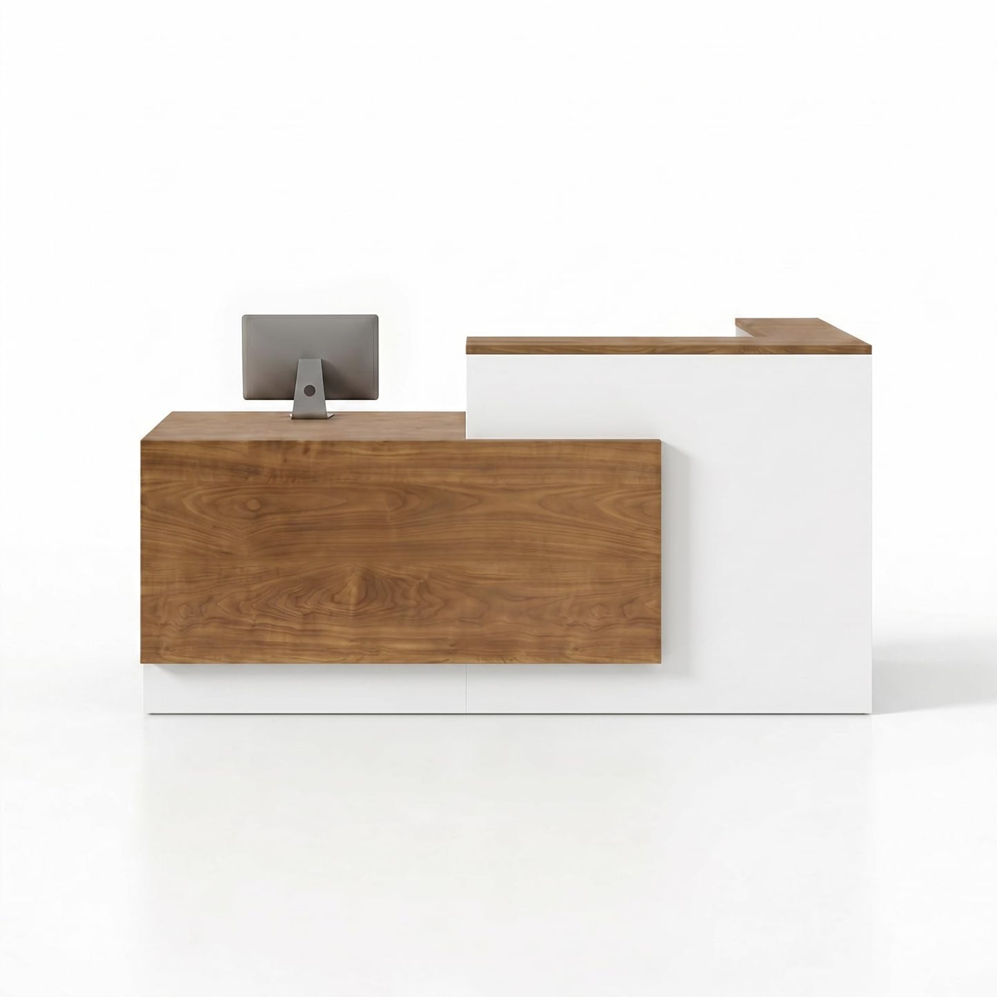 YTElantivo L-Shaped Reception Desk with Counter, 1-Inch Thick Board, Lockable Drawers & Keyboard Tray, Heavy-Duty Front Desk for Office, Salon, Hotel & Clinic