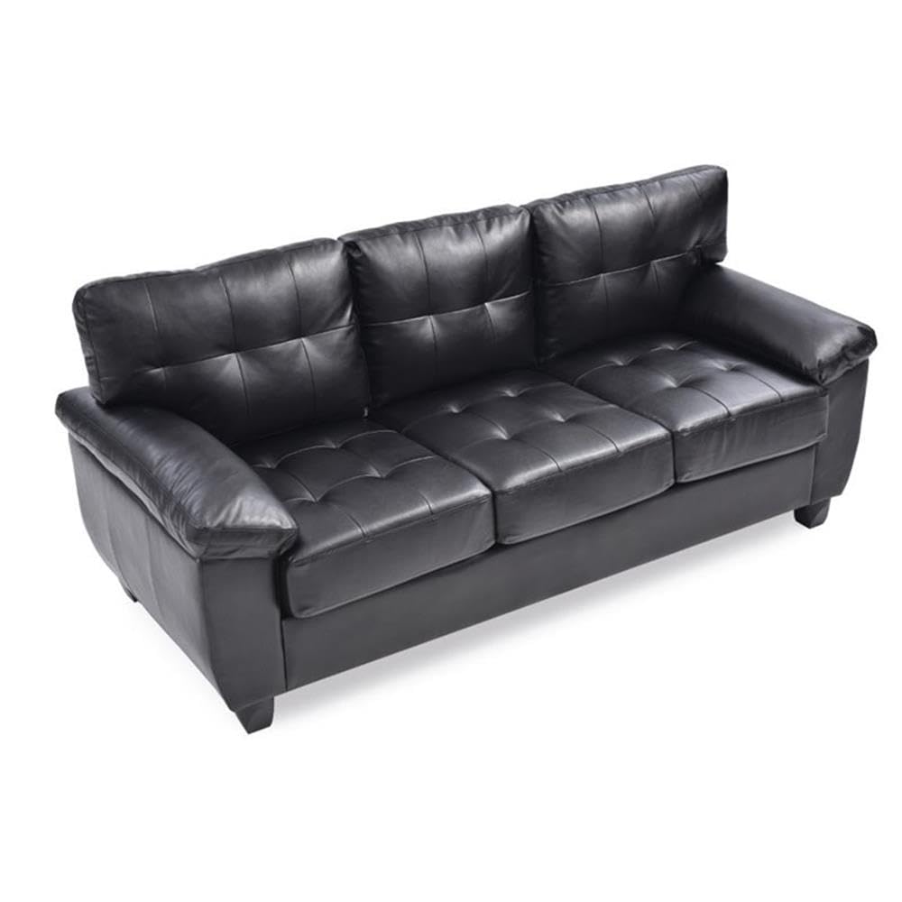 Glory Furniture Gallant Faux Leather Sofa in Black