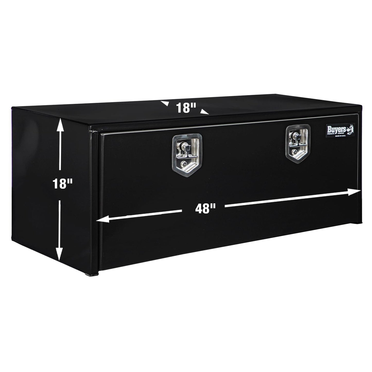 Buyers Products 1702310 Black Steel Underbody Truck Tool Box – 18 x 18 x 48 Inch - Truck Bed & Underbelly RV Storage Box, Locking T-Latch, Weather-Resistant, Heavy-Duty Flatbed Job Box, Made in USA